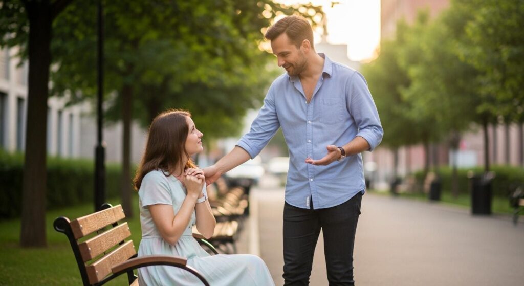 Gestuelle d'un homme attiré par une femme