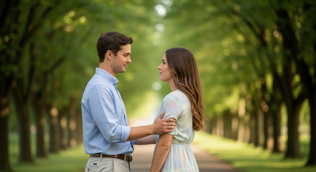 Un homme qui touche le bras d'une femme